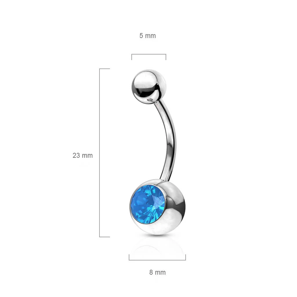 Belly Button Piercing Bezel setting Opal Silver - Image 3