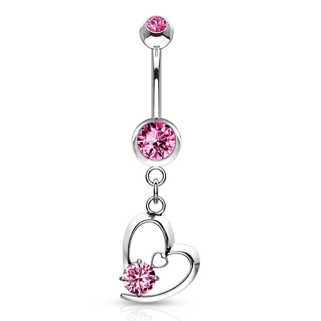 Belly Button Piercing Heart dangle Zirconia Silver - Image 4