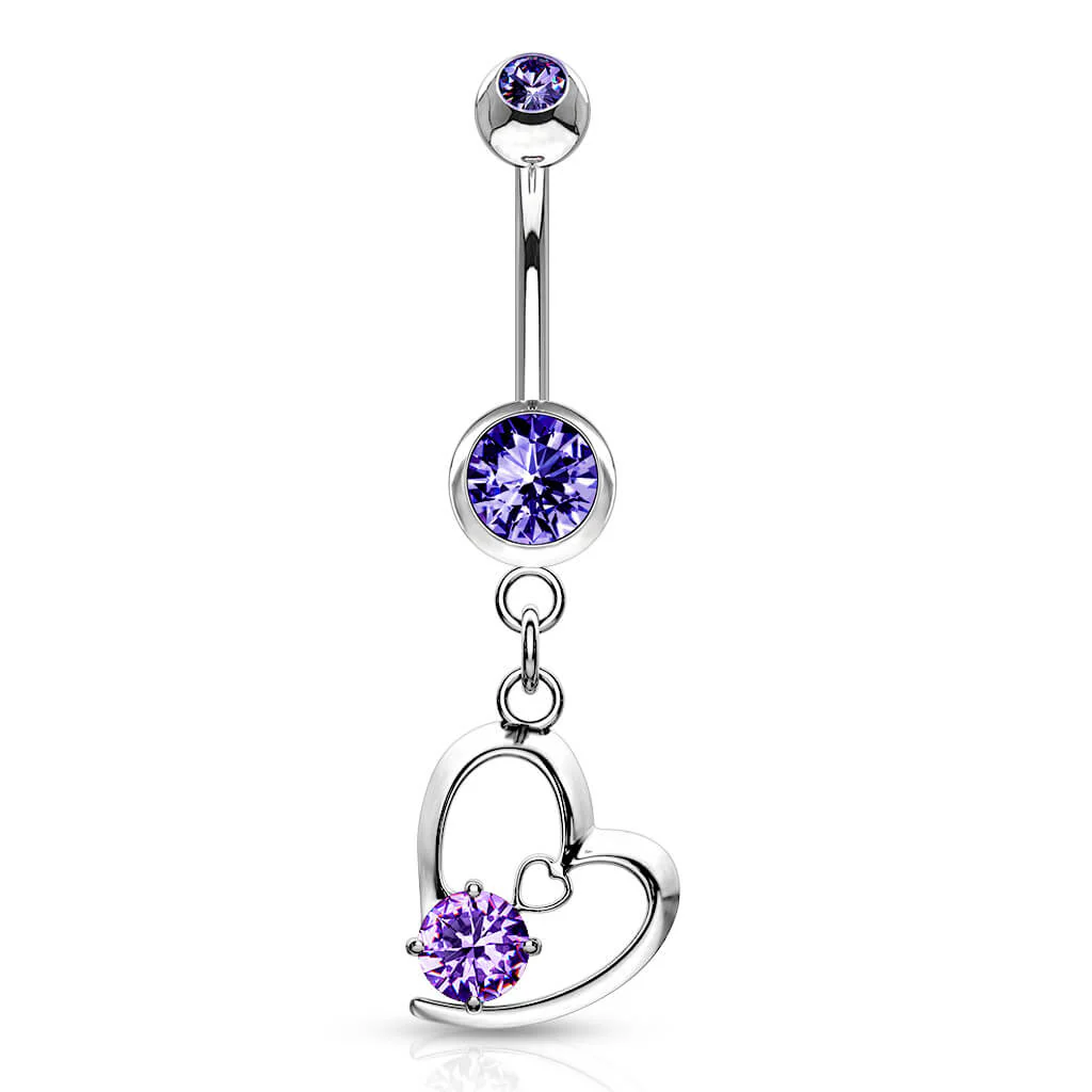 Belly Button Piercing Heart dangle Zirconia Silver - Image 6