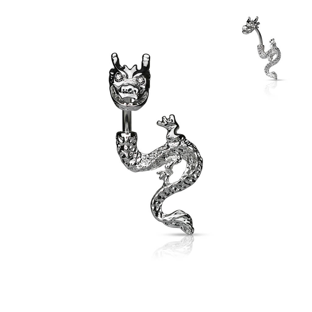 Belly Button Piercing Dragon Zirconia Silver - Image 3
