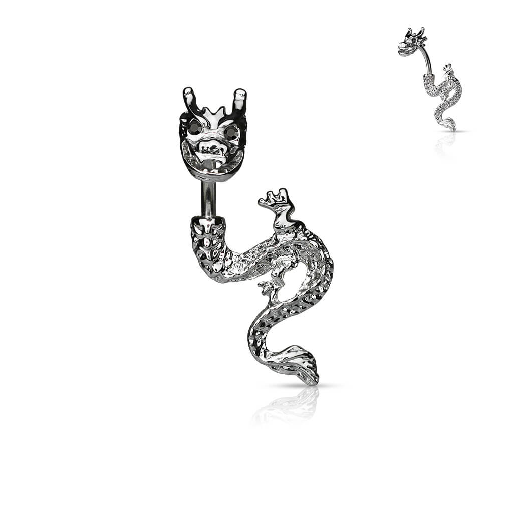 Belly Button Piercing Dragon Zirconia Silver - Image 4