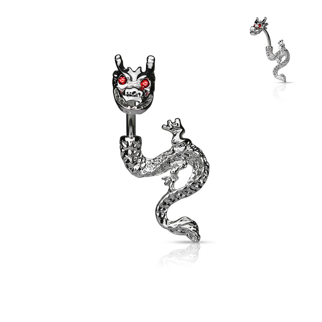 Belly Button Piercing Dragon Zirconia Silver - Image 5