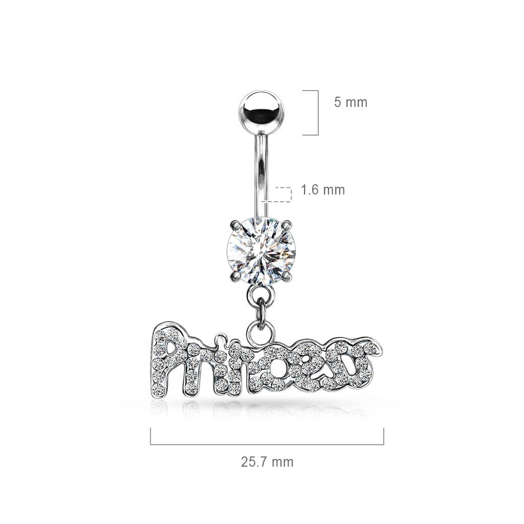 Belly Button Piercing PRINCESS Dangle Zirconia - Image 2