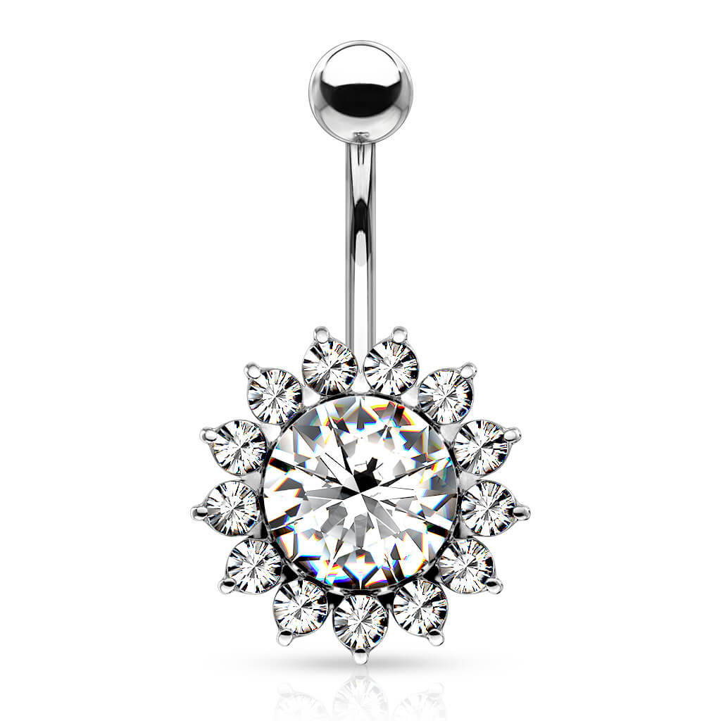 Belly Button Piercing Sun Zirconia Silver - Image 2
