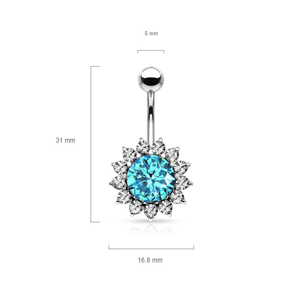 Belly Button Piercing Sun Zirconia Silver - Image 3