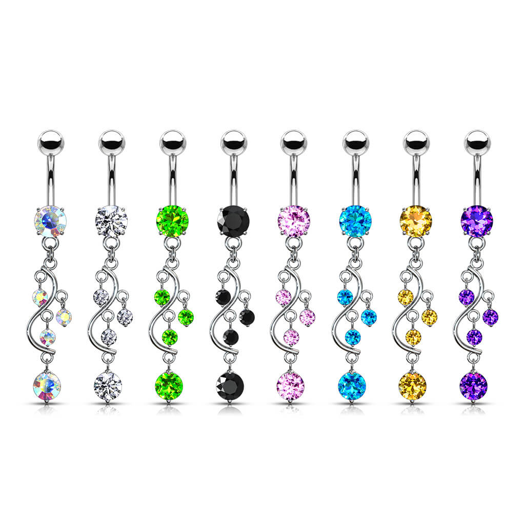 Belly Button Piercing Grapevine dangle Zirconia - Image 3