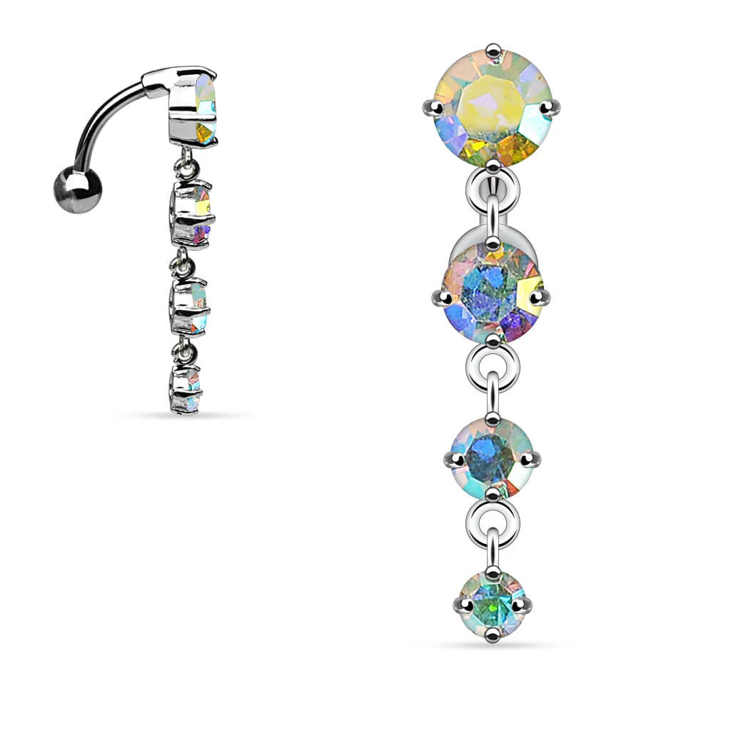 Belly Button Piercing Top Down Zirconia Round dangle Silver - Image 2