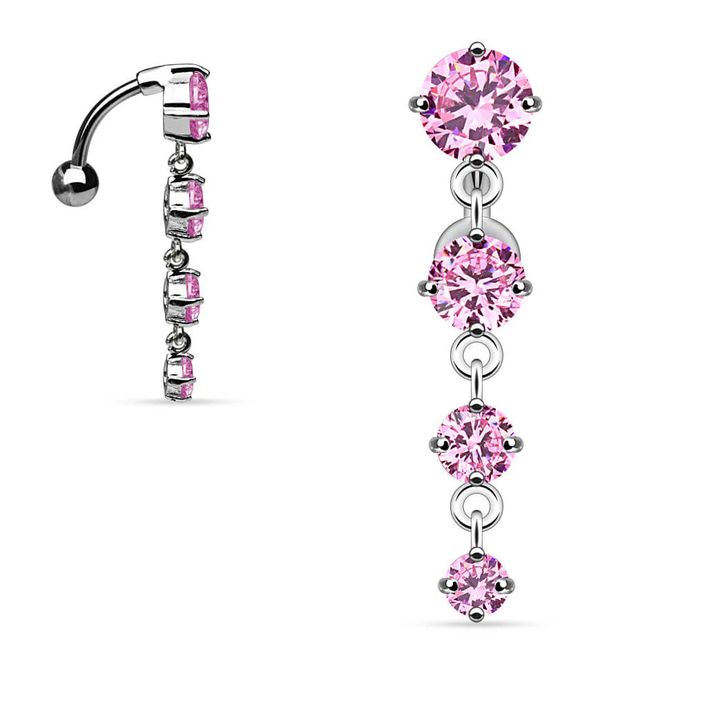 Belly Button Piercing Top Down Zirconia Round dangle Silver - Image 4