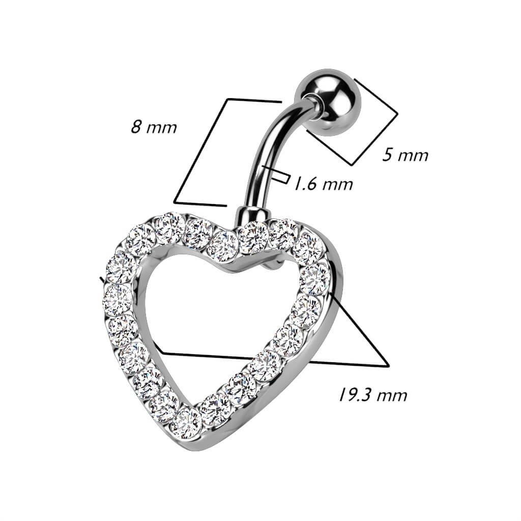 Belly Button Piercing Top Down Heart Zirconia - Image 3