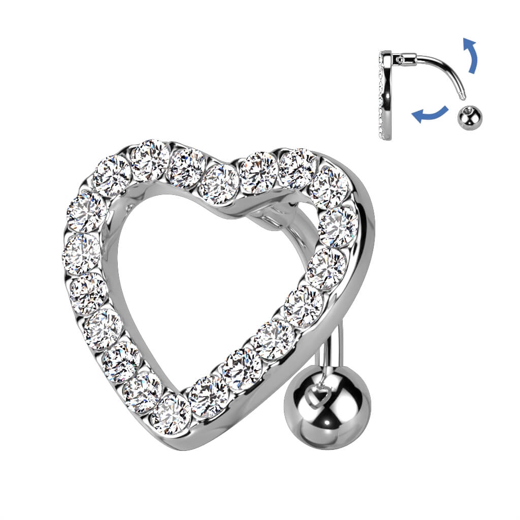 Belly Button Piercing Top Down Heart Zirconia - Image 4