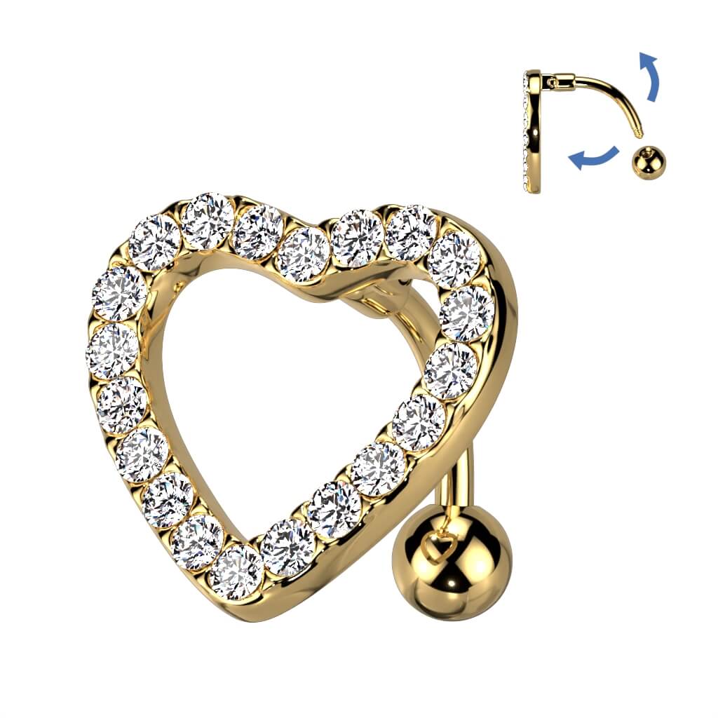 Belly Button Piercing Top Down Heart Zirconia - Image 5