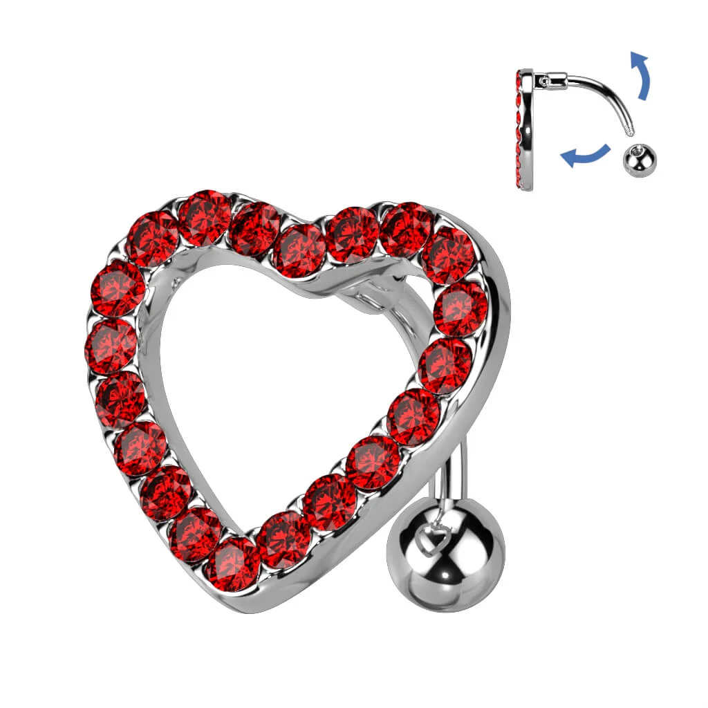 Belly Button Piercing Top Down Heart Zirconia - Image 6