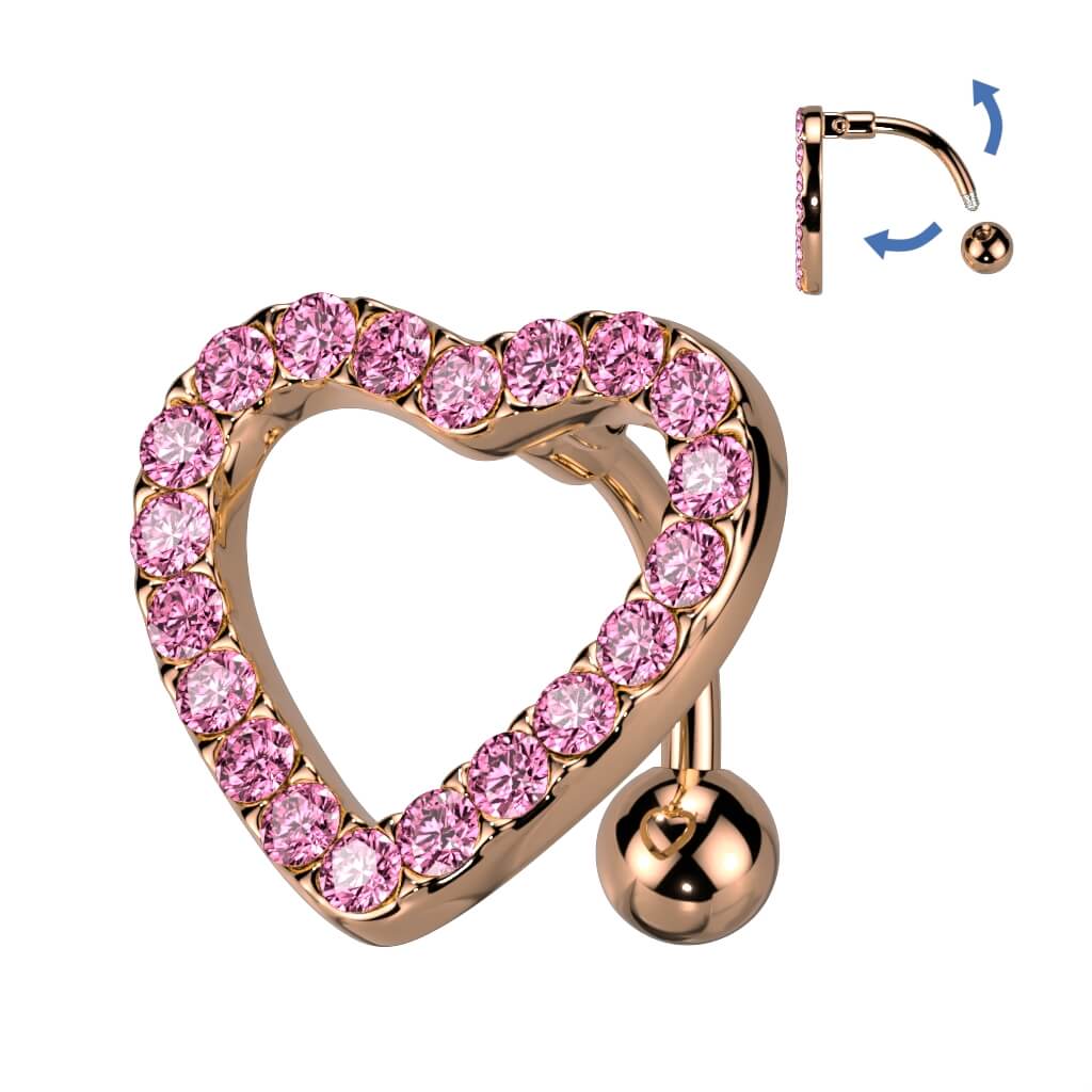 Belly Button Piercing Top Down Heart Zirconia - Image 7