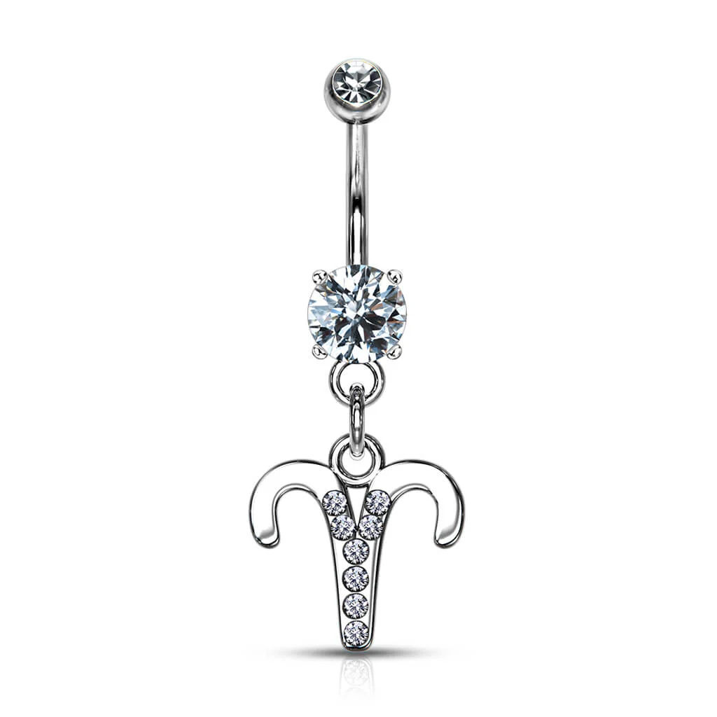 Belly Button Piercing Zodiac sign dangle Zirconia Silver - Image 11
