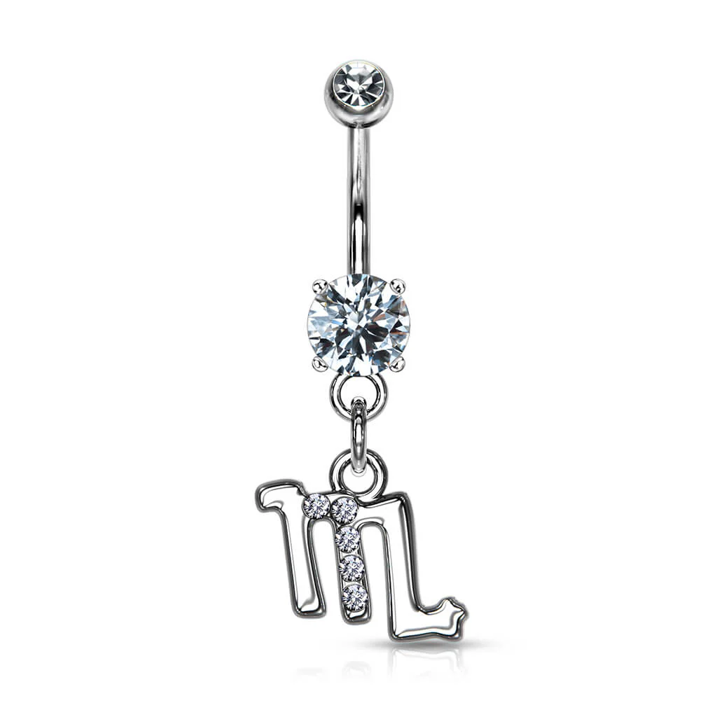 Belly Button Piercing Zodiac sign dangle Zirconia Silver - Image 5