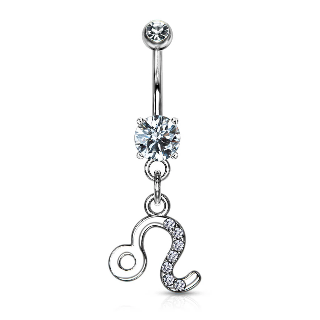 Belly Button Piercing Zodiac sign dangle Zirconia Silver - Image 6