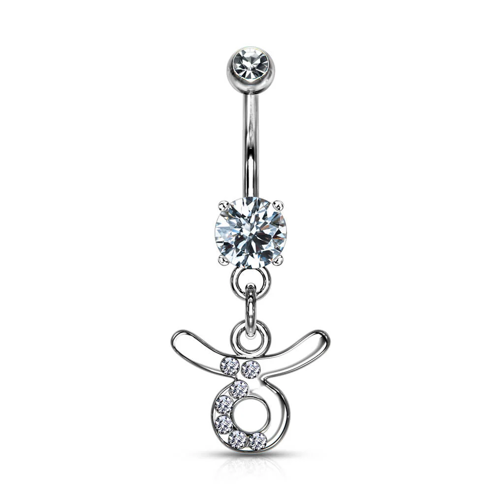 Belly Button Piercing Zodiac sign dangle Zirconia Silver - Image 8