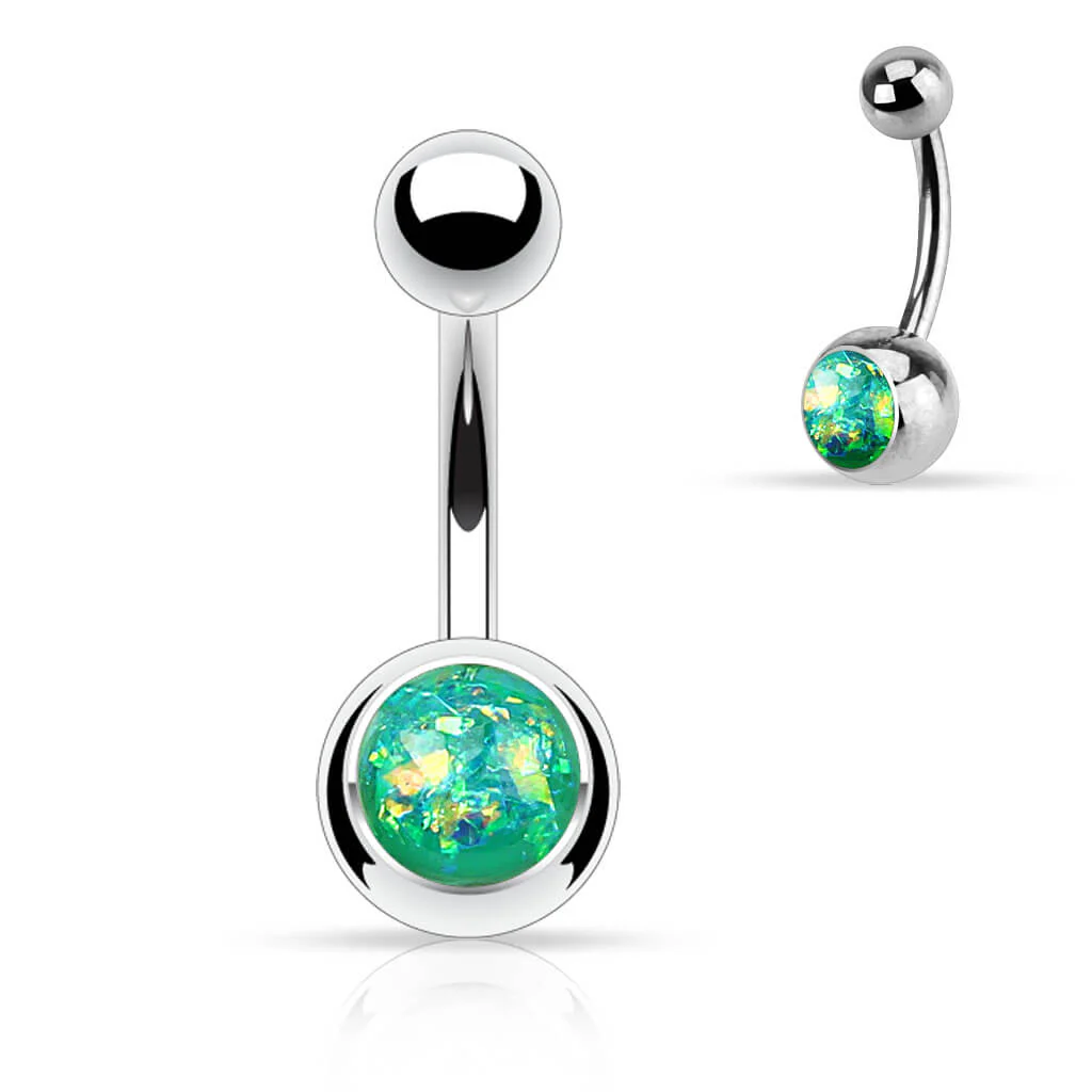 Belly Button Piercing Opal Silver - Image 5