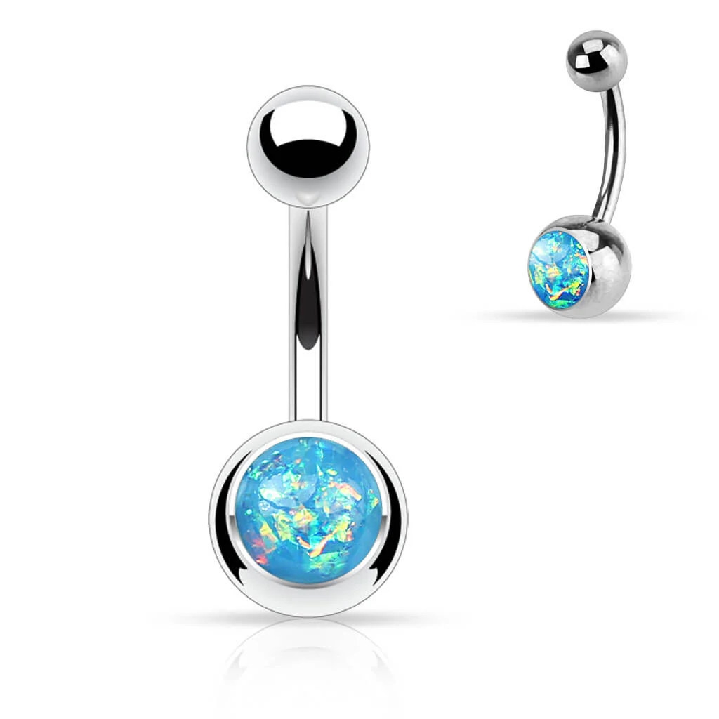 Belly Button Piercing Opal Silver - Image 7