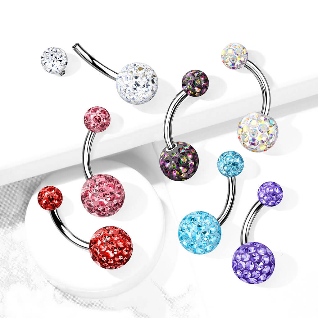 Belly Button Piercing Ball Zirconia Silver Internally Threaded - Image 9