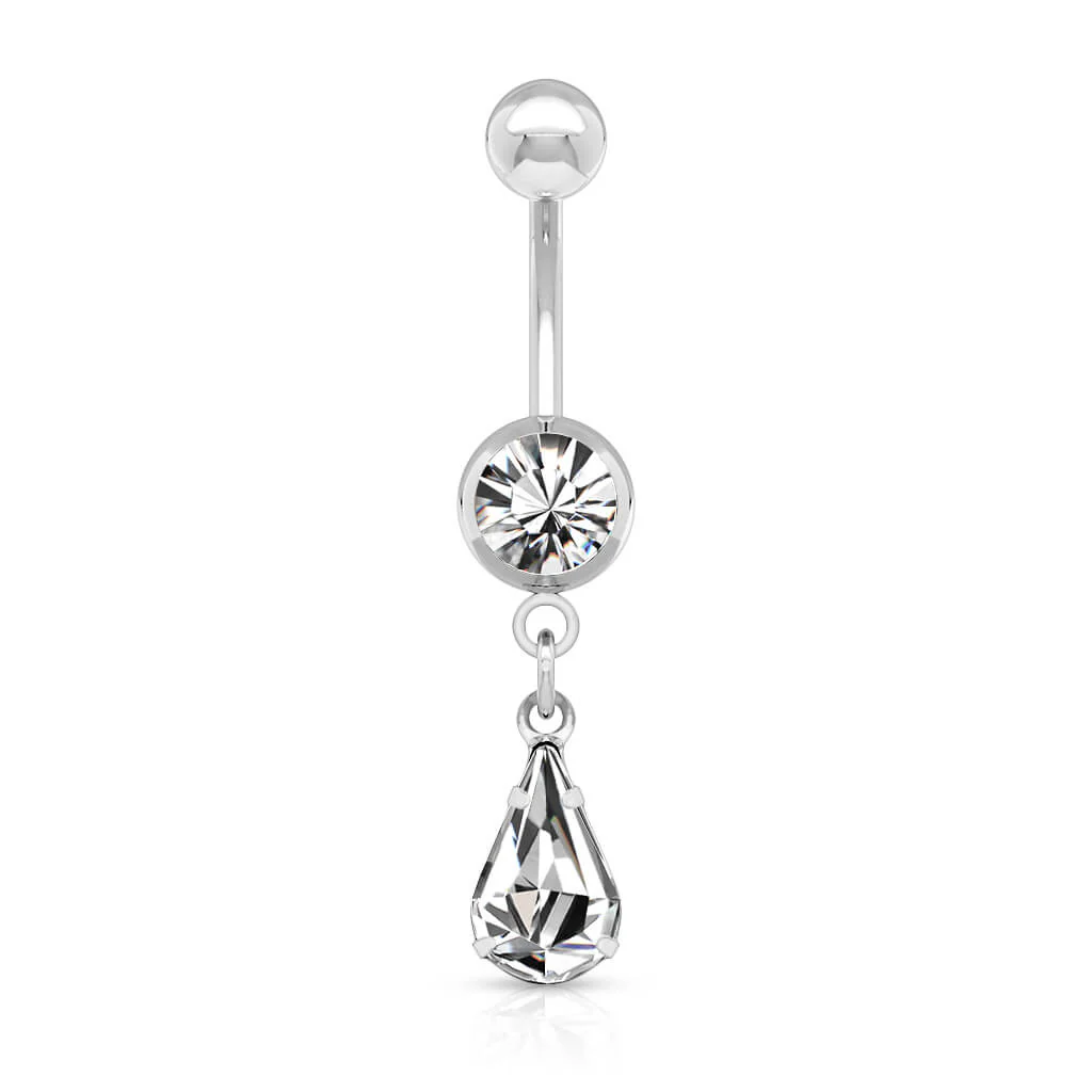 Belly Button Piercing Drop dangle Zirconia Silver - Image 3