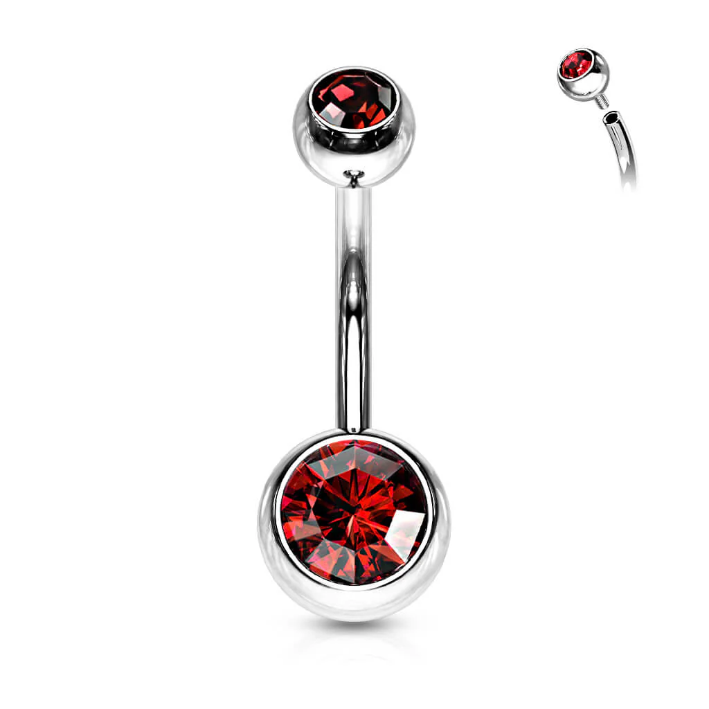 Belly Button Piercing Ball Zirconia Silver Internally Threaded - Image 13