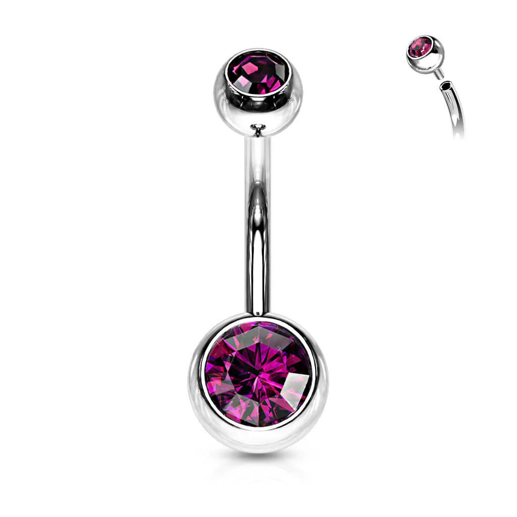 Belly Button Piercing Ball Zirconia Silver Internally Threaded - Image 15