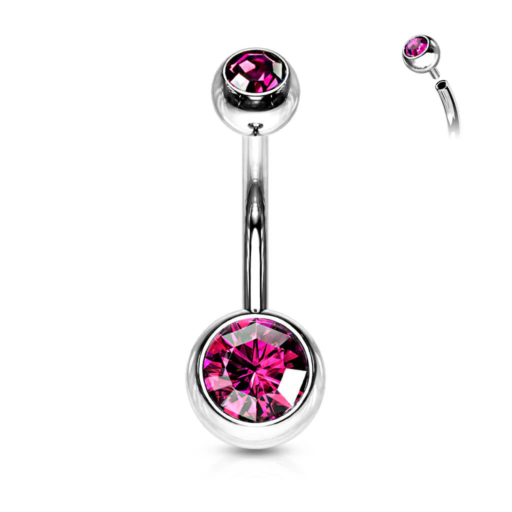 Belly Button Piercing Ball Zirconia Silver Internally Threaded - Image 16