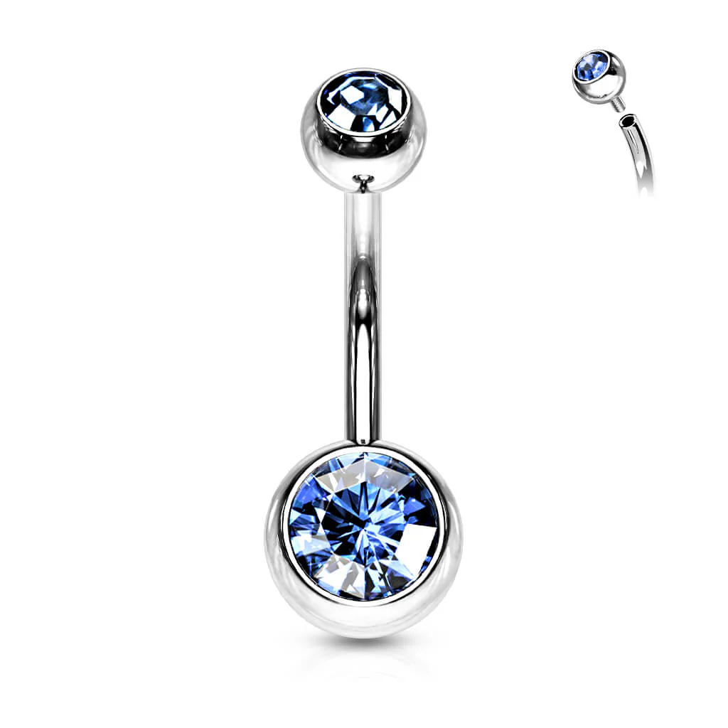 Belly Button Piercing Ball Zirconia Silver Internally Threaded - Image 17