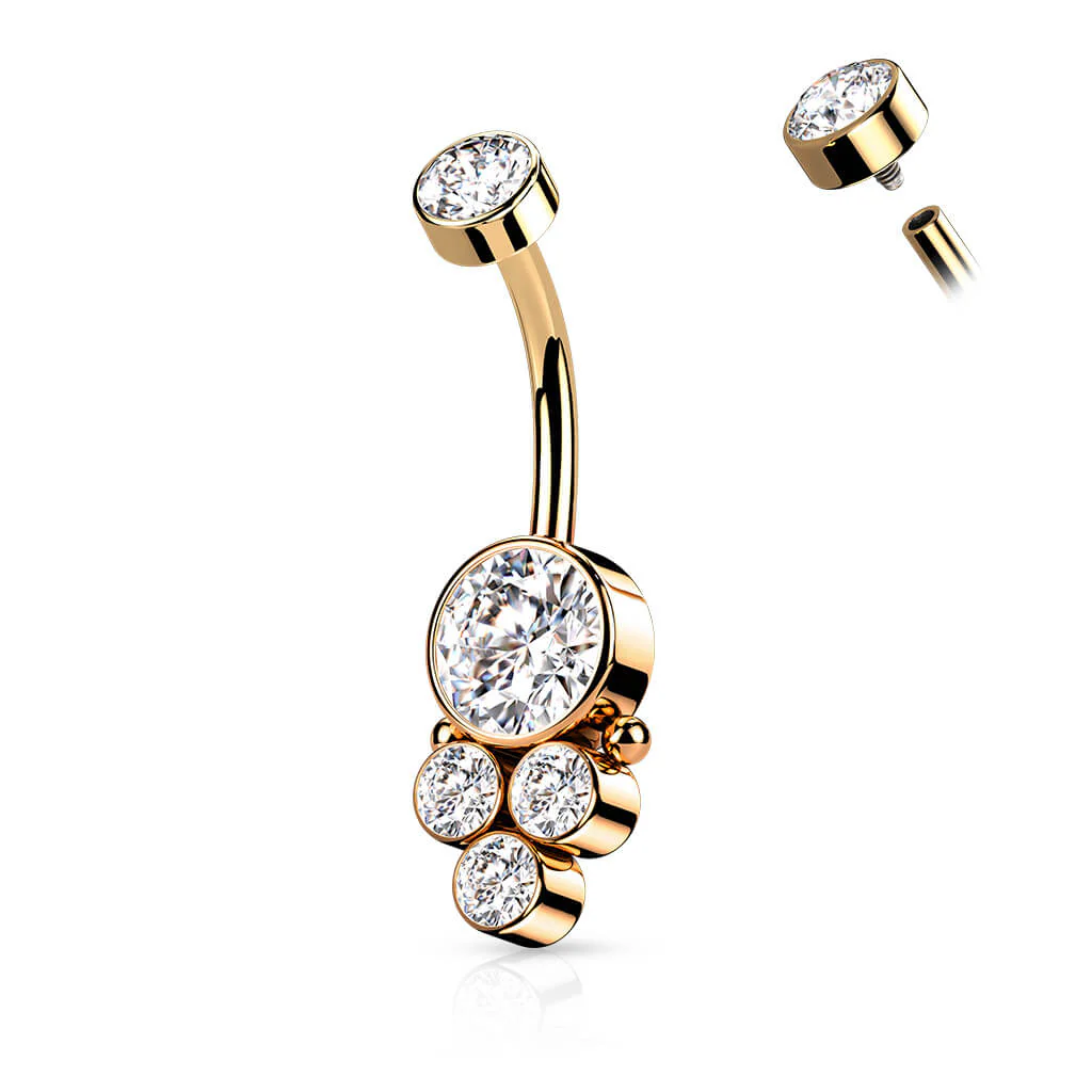 Belly Button Piercing 5 Zirconia Internally Threaded - Image 8