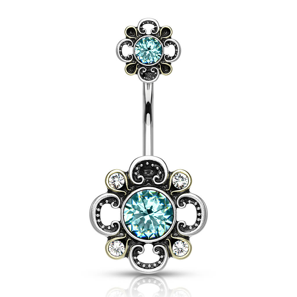 Belly Button Piercing Flower Zirconia Silver - Image 8