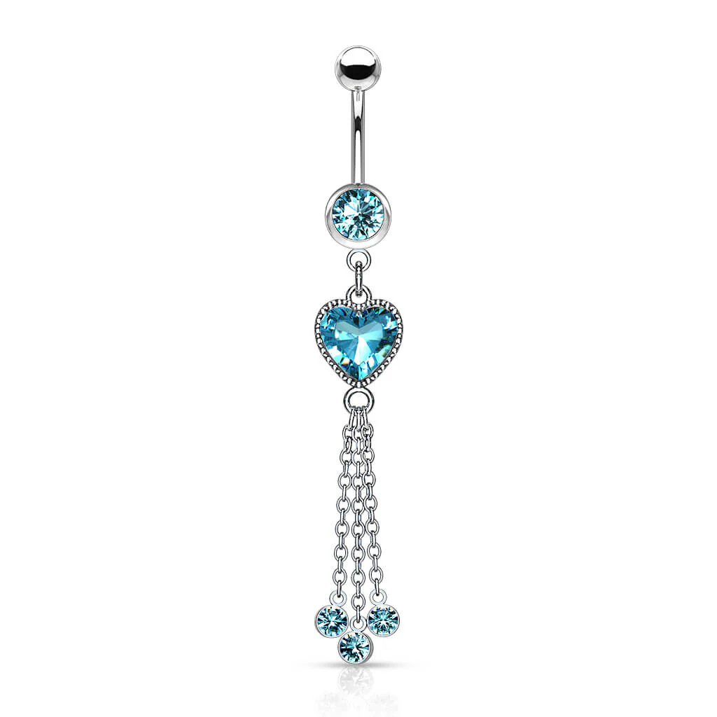 Belly Button Piercing Heart dangle Zirconia Silver - Image 8