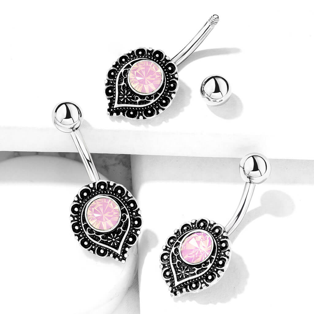 Belly Button Piercing Vintage Opal Silver - Image 4
