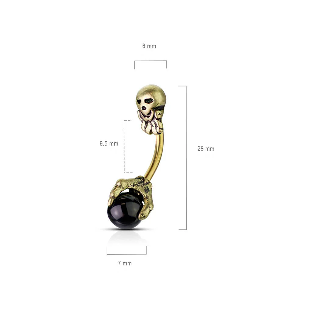 Belly Button Piercing Skull Claw Silver - Image 3