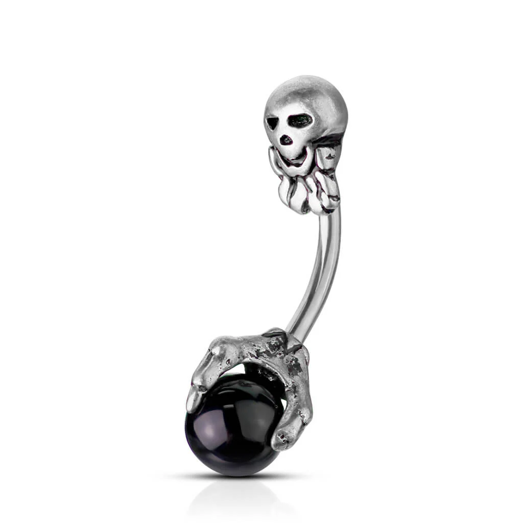 Belly Button Piercing Skull Claw Silver - Image 4