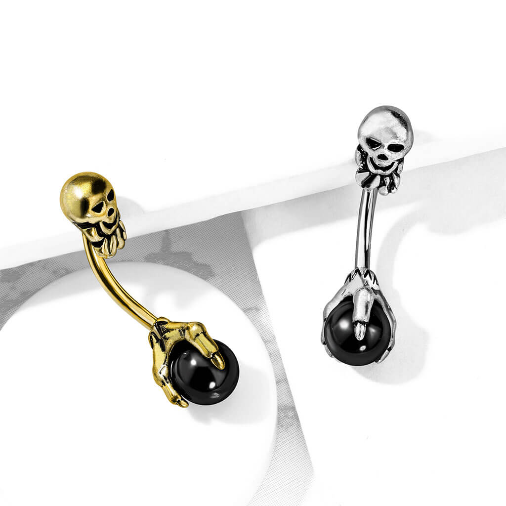 Belly Button Piercing Skull Claw Silver - Image 6