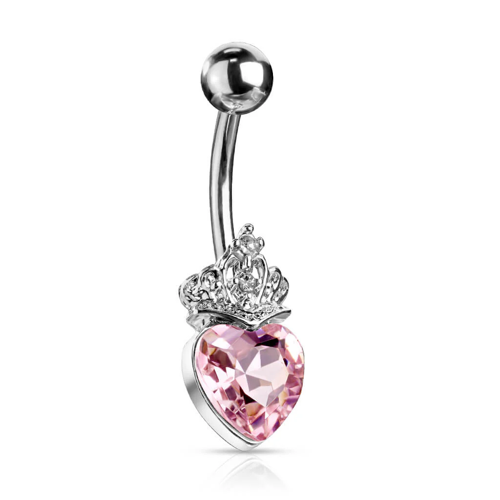Belly Button Piercing Heart Crown Zirconia Silver - Image 6