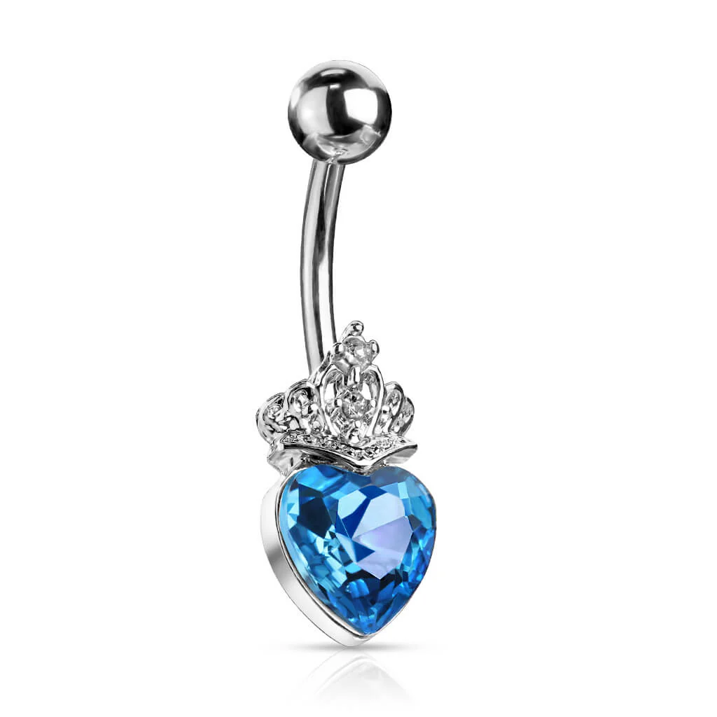 Belly Button Piercing Heart Crown Zirconia Silver - Image 8