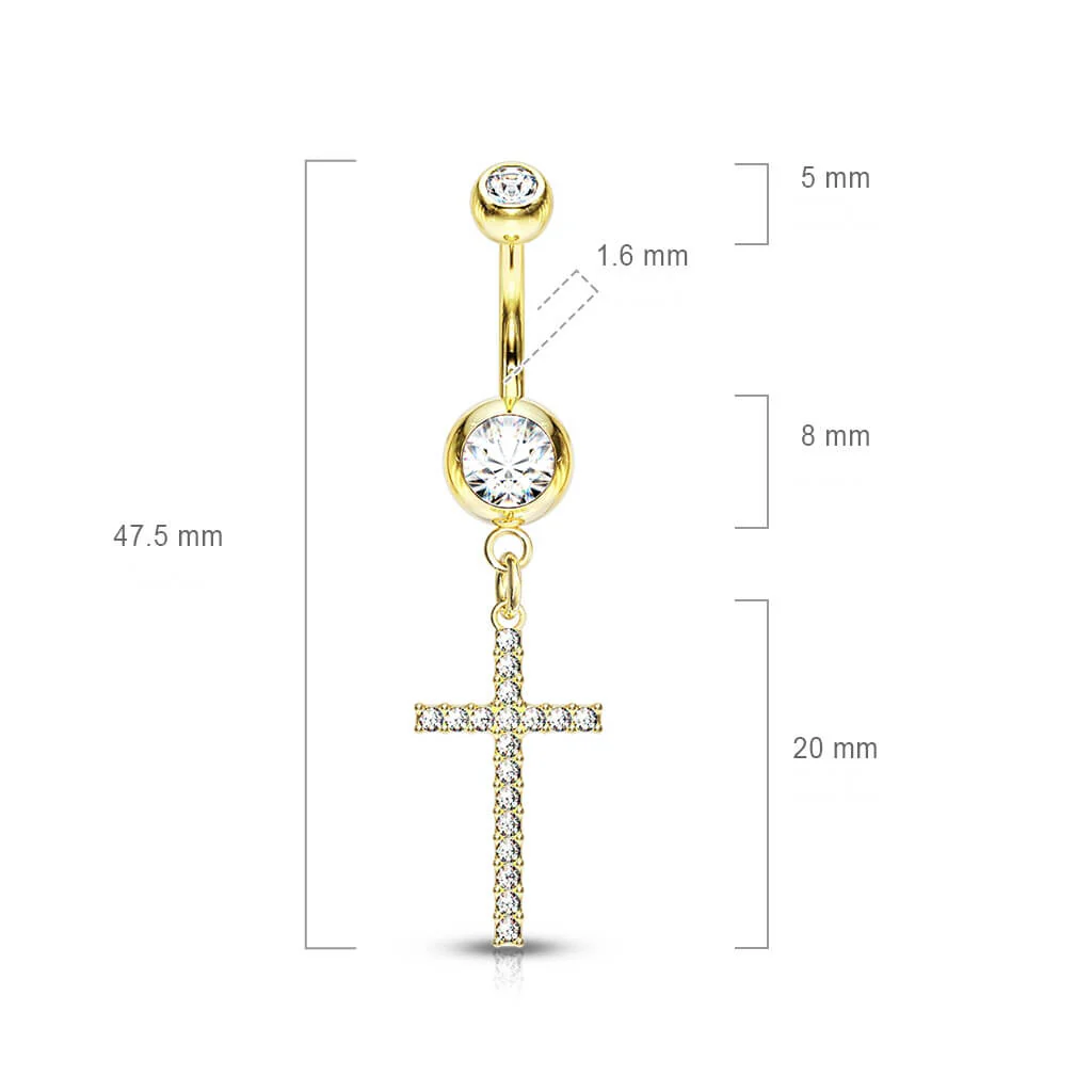 Belly Button Piercing Cross dangle Zirconia - Image 3