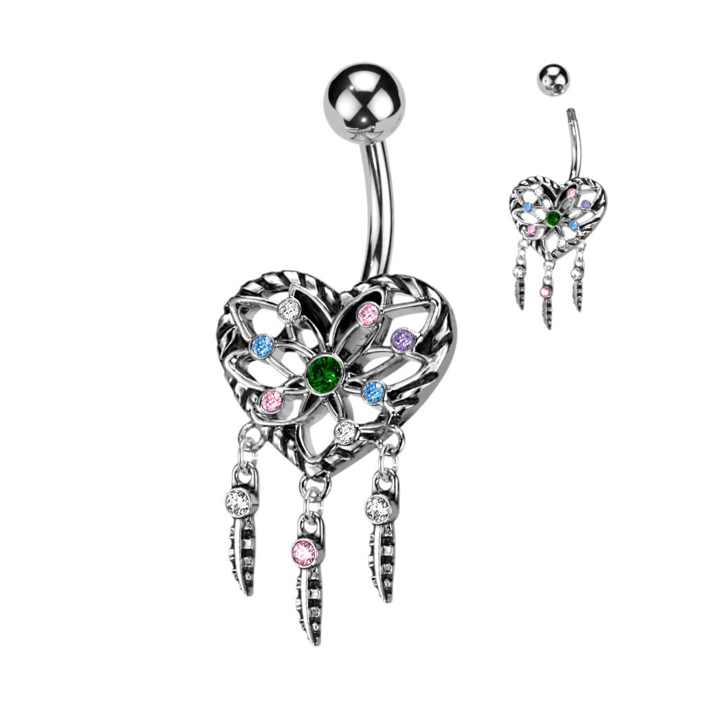Belly Button Piercing Heart Zirconia Silver - Image 2