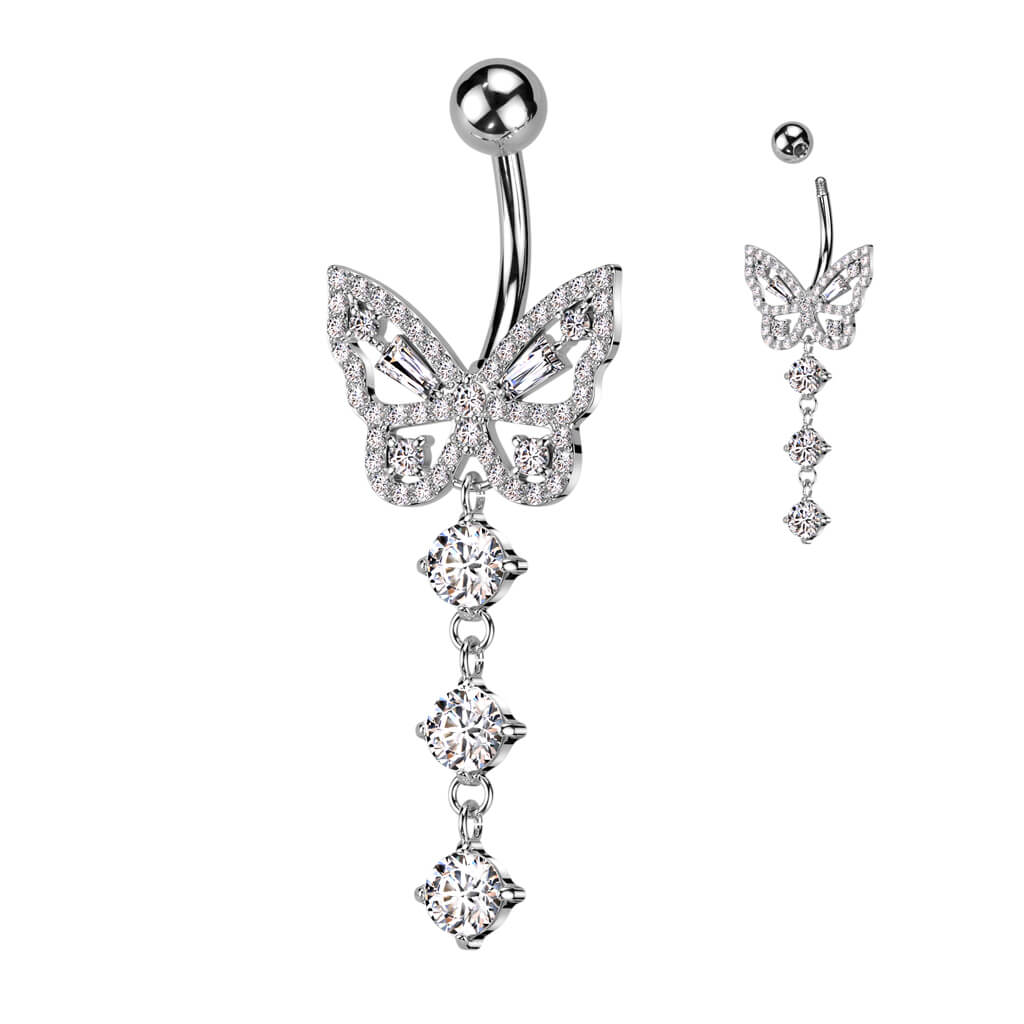Belly Button Piercing Butterfly dangle Zirconia - Image 2
