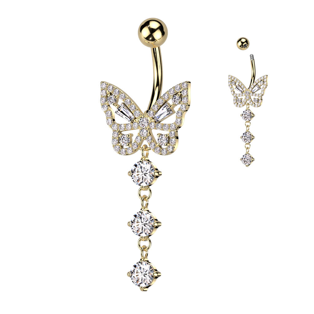 Belly Button Piercing Butterfly dangle Zirconia - Image 3