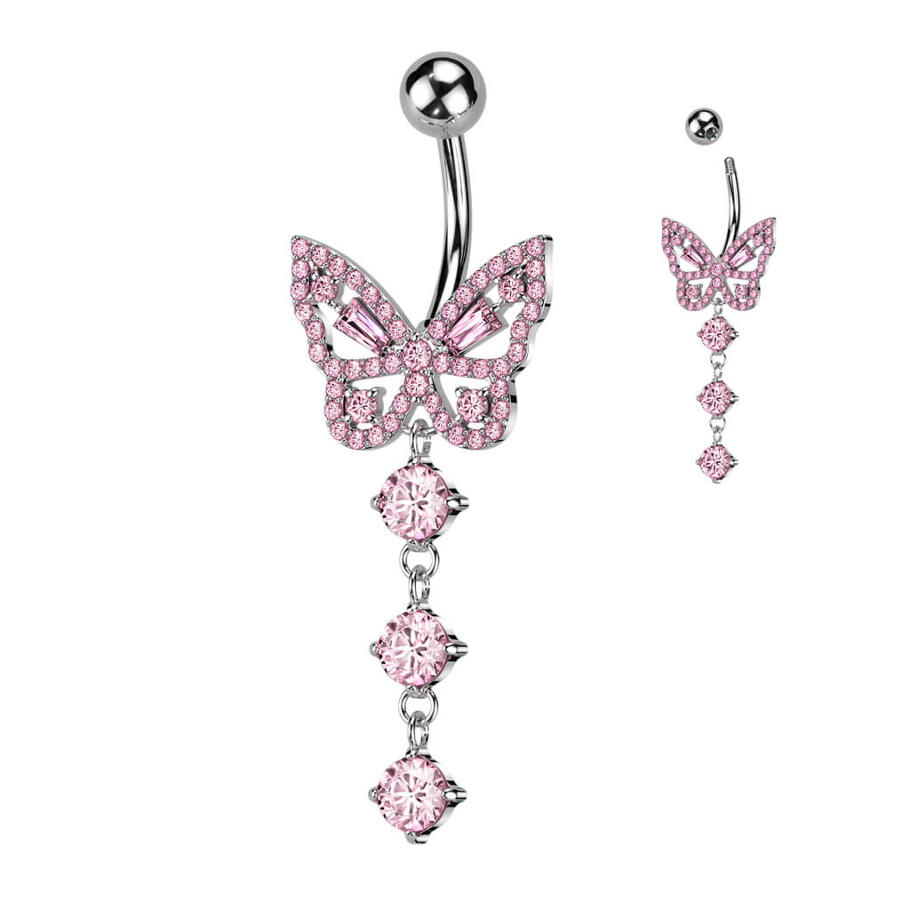 Belly Button Piercing Butterfly dangle Zirconia - Image 4