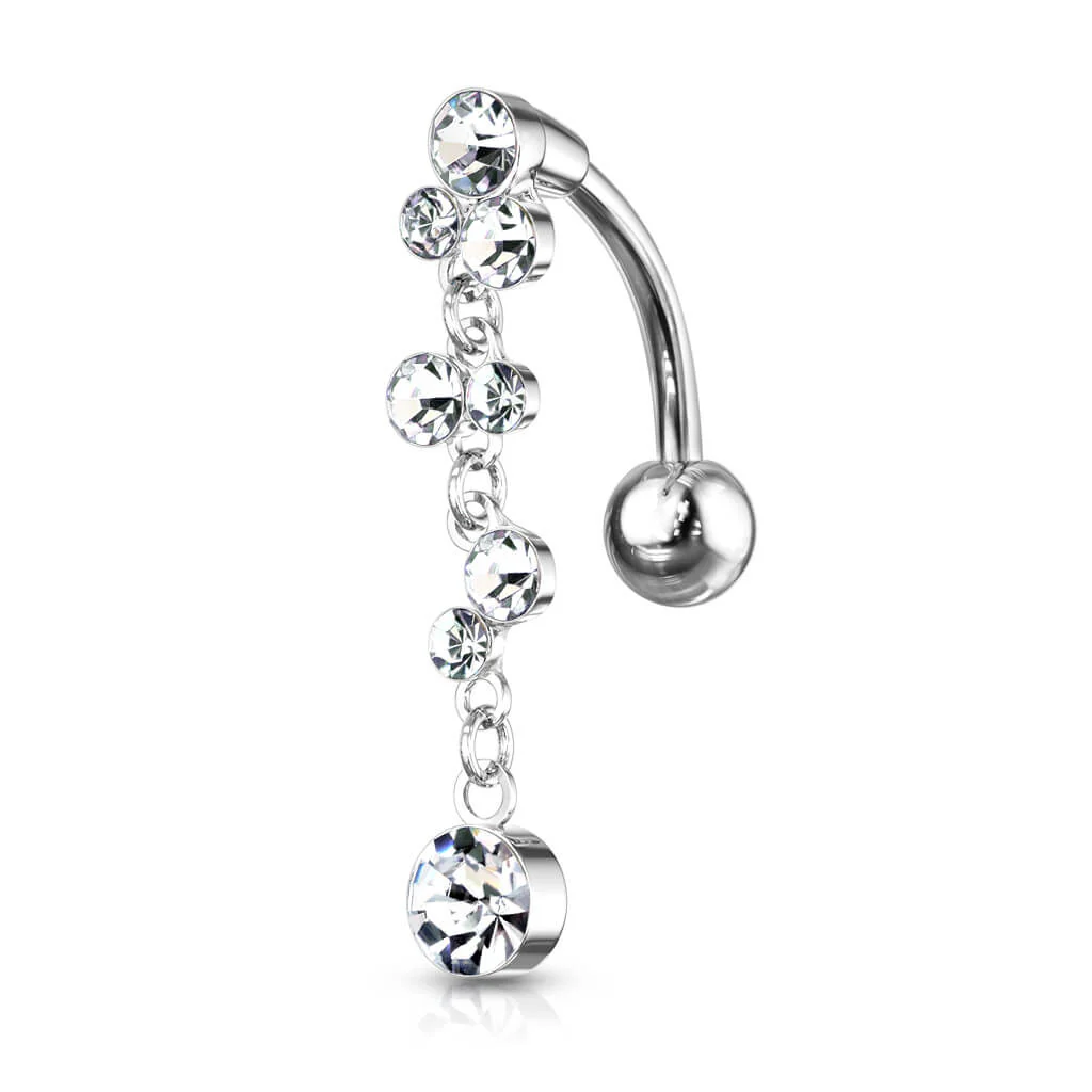 Belly Button Piercing Top Down Bubbles dangle Zirconia Silver - Image 4
