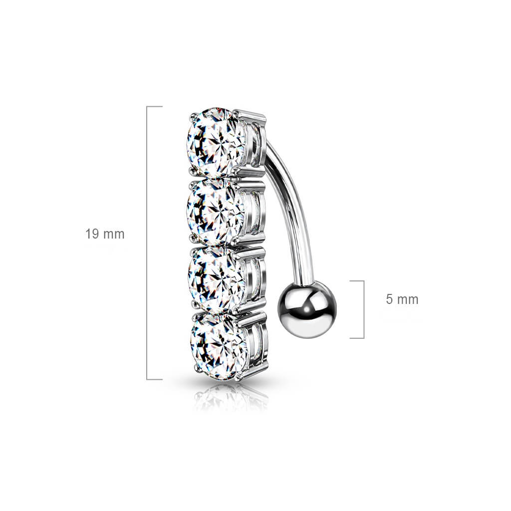 Belly Button Piercing 4 Zirconia Silver - Image 2