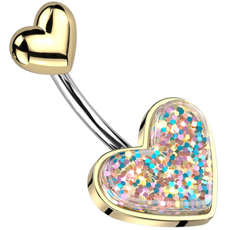 Belly Button Piercing Glitter Heart