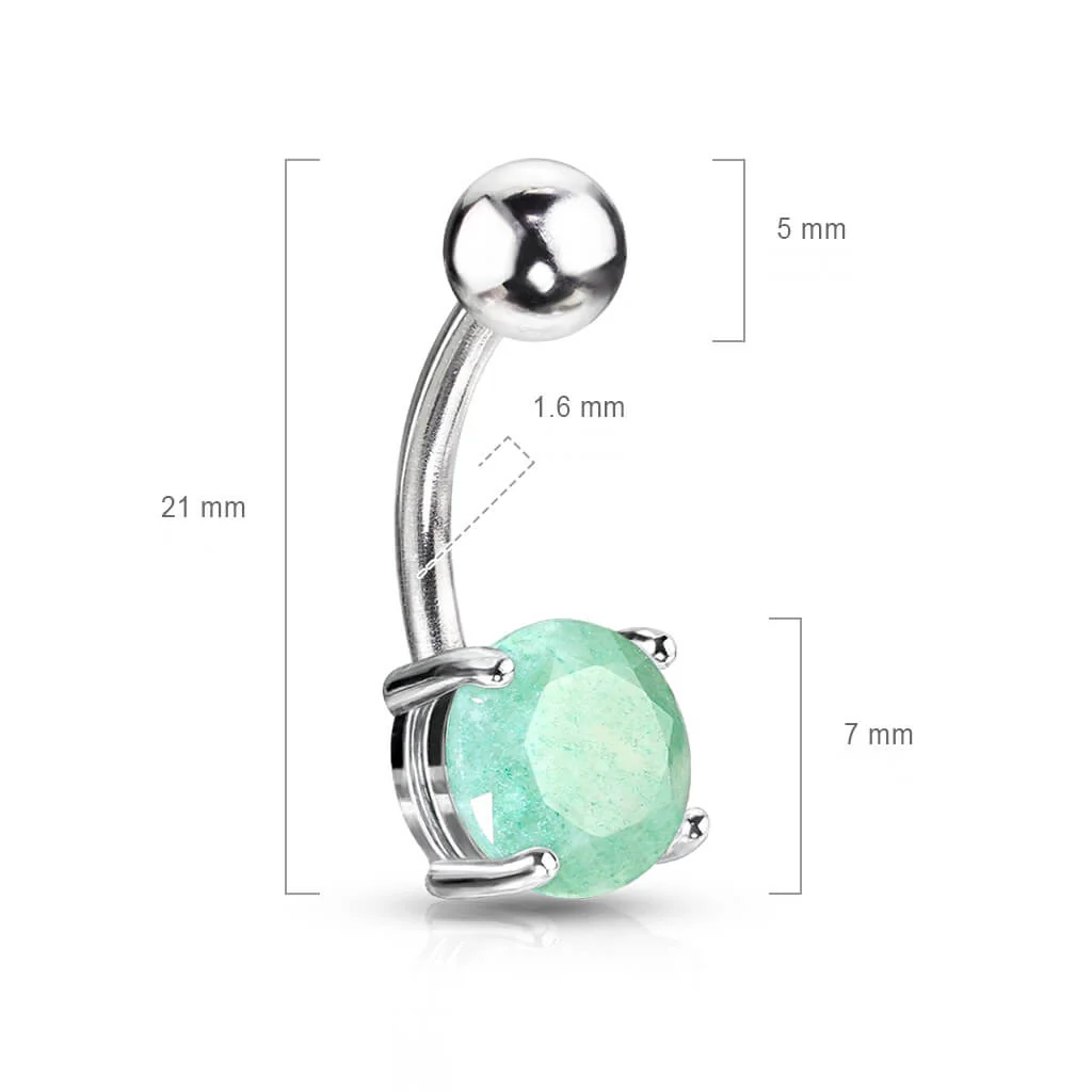 Belly Button Piercing Round Jade Semi-Precious Stone - Image 2