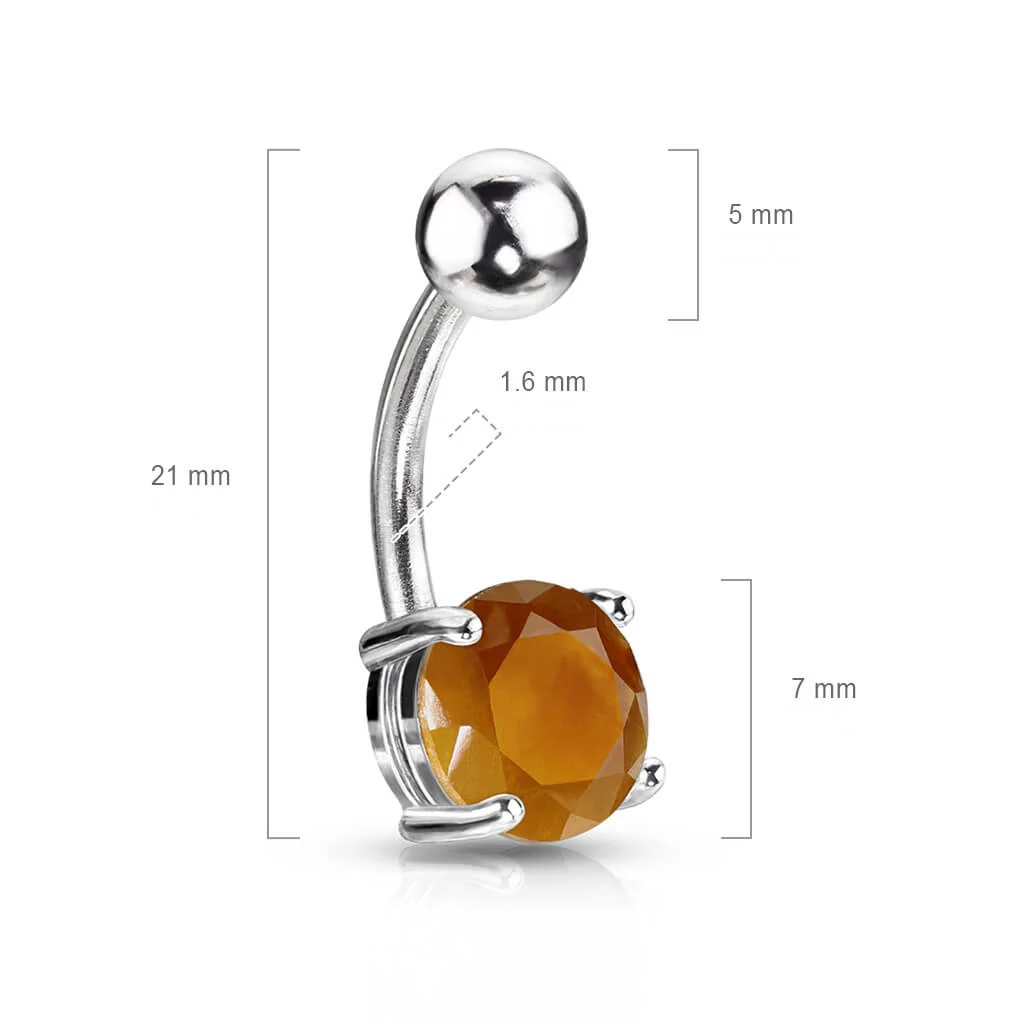 Belly Button Piercing Round Tiger eye Semi-Precious Stone - Image 2