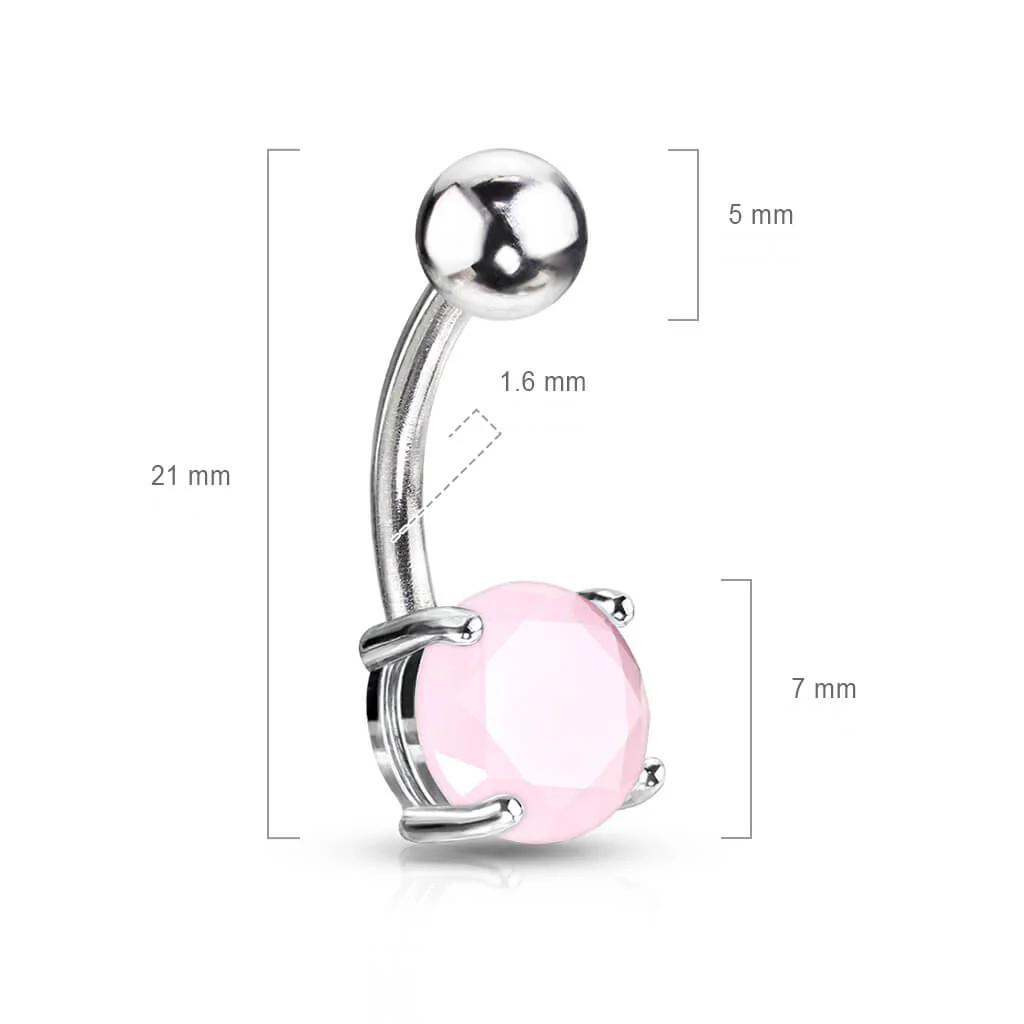 Belly Button Piercing Round Pink Jade Semi-Precious Stone - Image 2