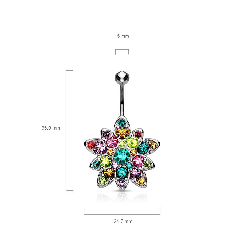 Belly Button Piercing Flower Zirconia - Image 2
